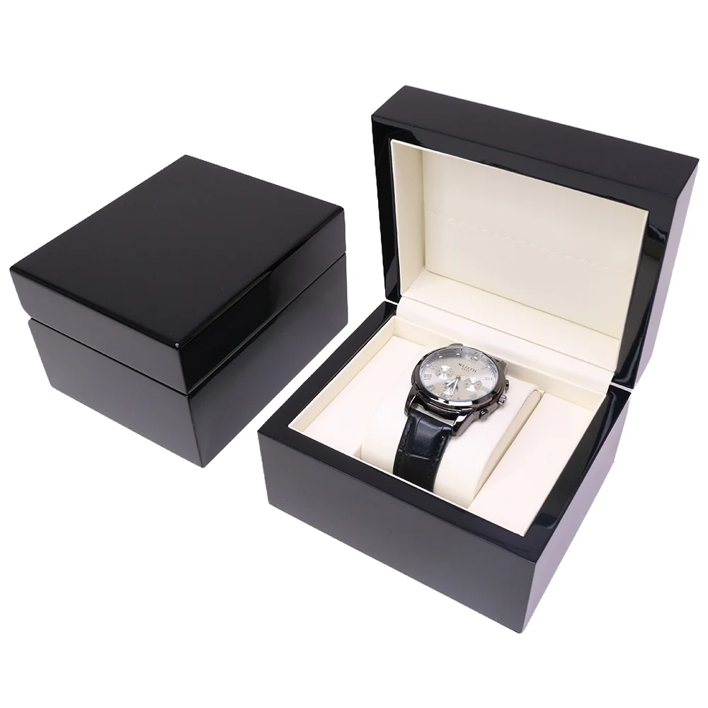 Роскошные деревянные Лаковые черные глянцевые Чехлы для часов