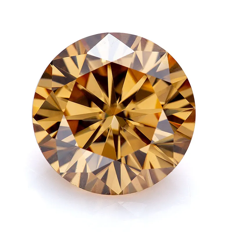 Thriving Gems Lab Grown Diamond Loose Moissanite 1CT Round Yellow Champagne Moissanite Gemstone With GRA Certificate