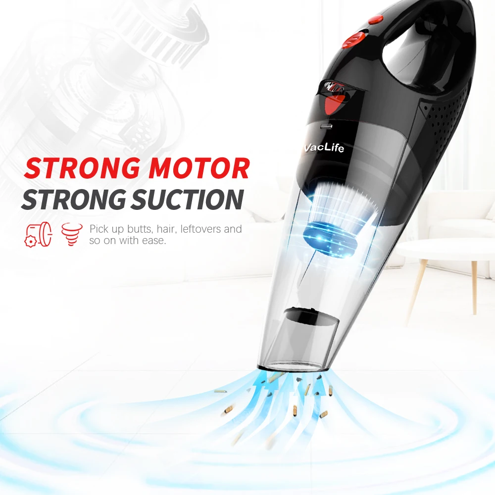 Vaclife 12V 100W Cordless Vacuum Cleaners Rechargeable for Mini Handheld Portable Car Vacuum Cleaner Sofa Vacuum Battery Medium