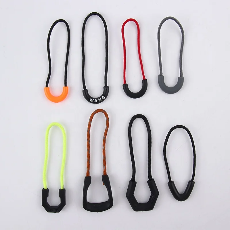 DIY decorative Zipper puller for outdoor garments bags custom engrave Logo colorful U shape zipper pulls cord heads