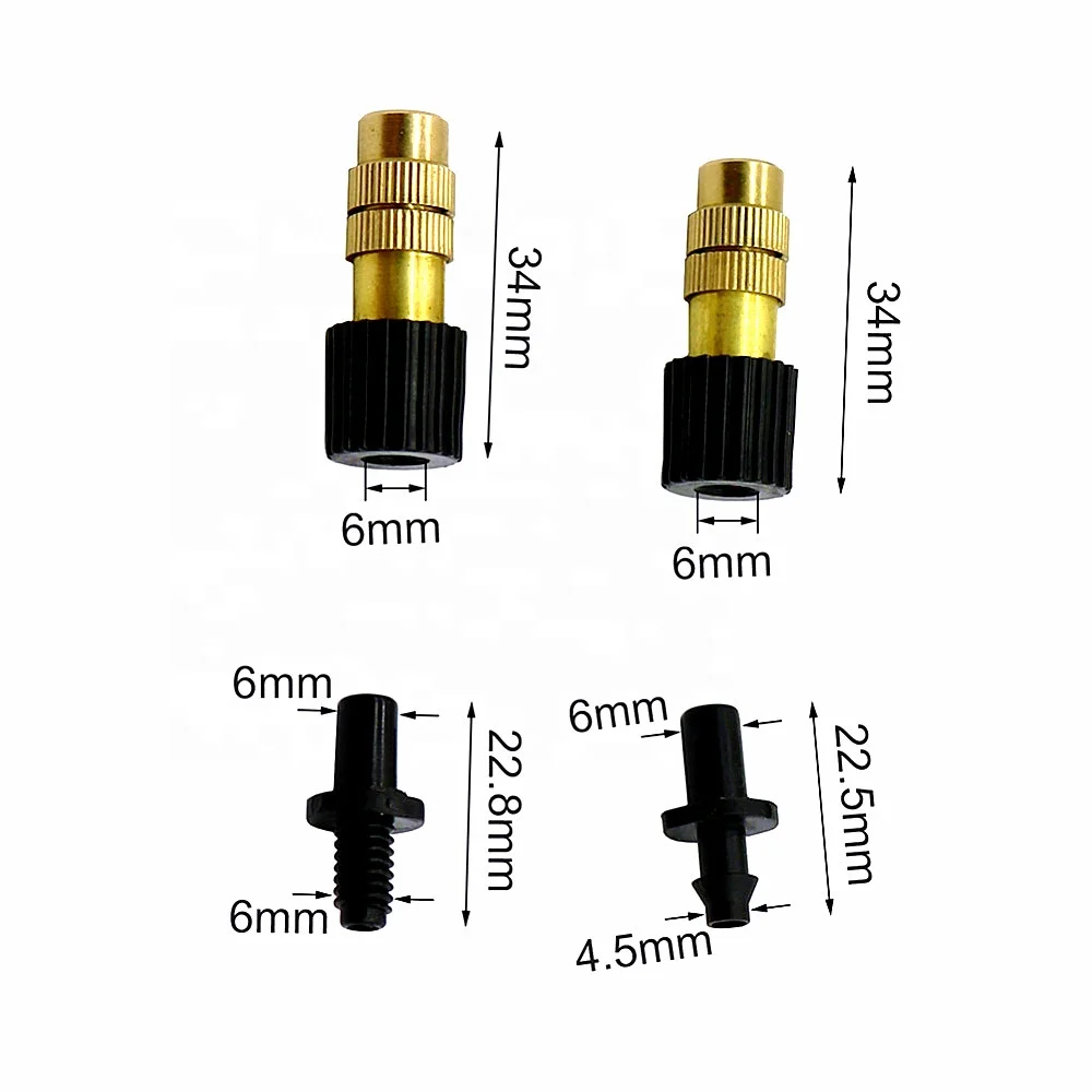 Brass Mist Nozzle 6mm Metal Garden Lawn Irrigation System Sprayer for Agriculture Water Pressure Source Greenhouse Outdoor Usage