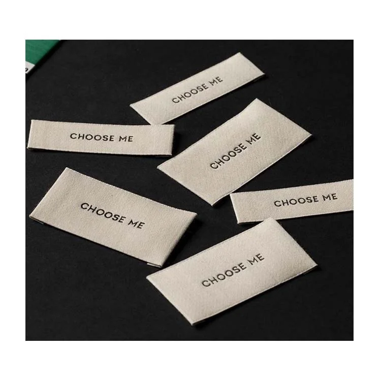 High Density Custom Brand Name Logo and Size End Folded Cotton Woven Labels for Clothing