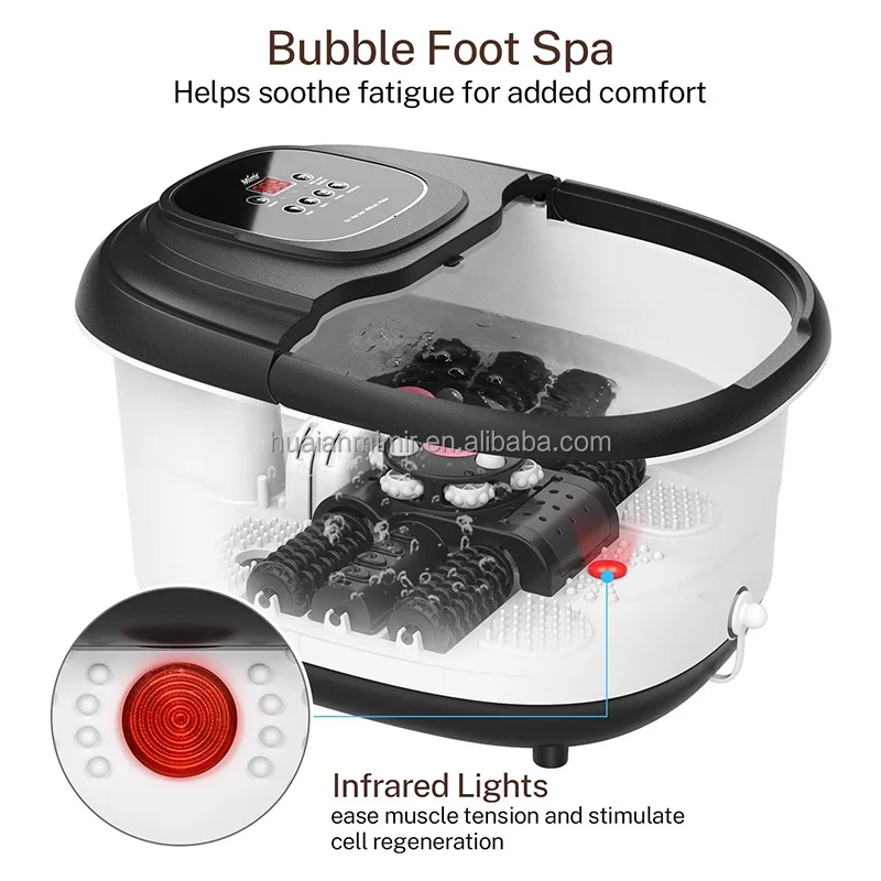 Home Foot Pedicure Foot Spa Bath Massager Machine With Bubble And Automatic Rotary Shiatsu Massage Rolles