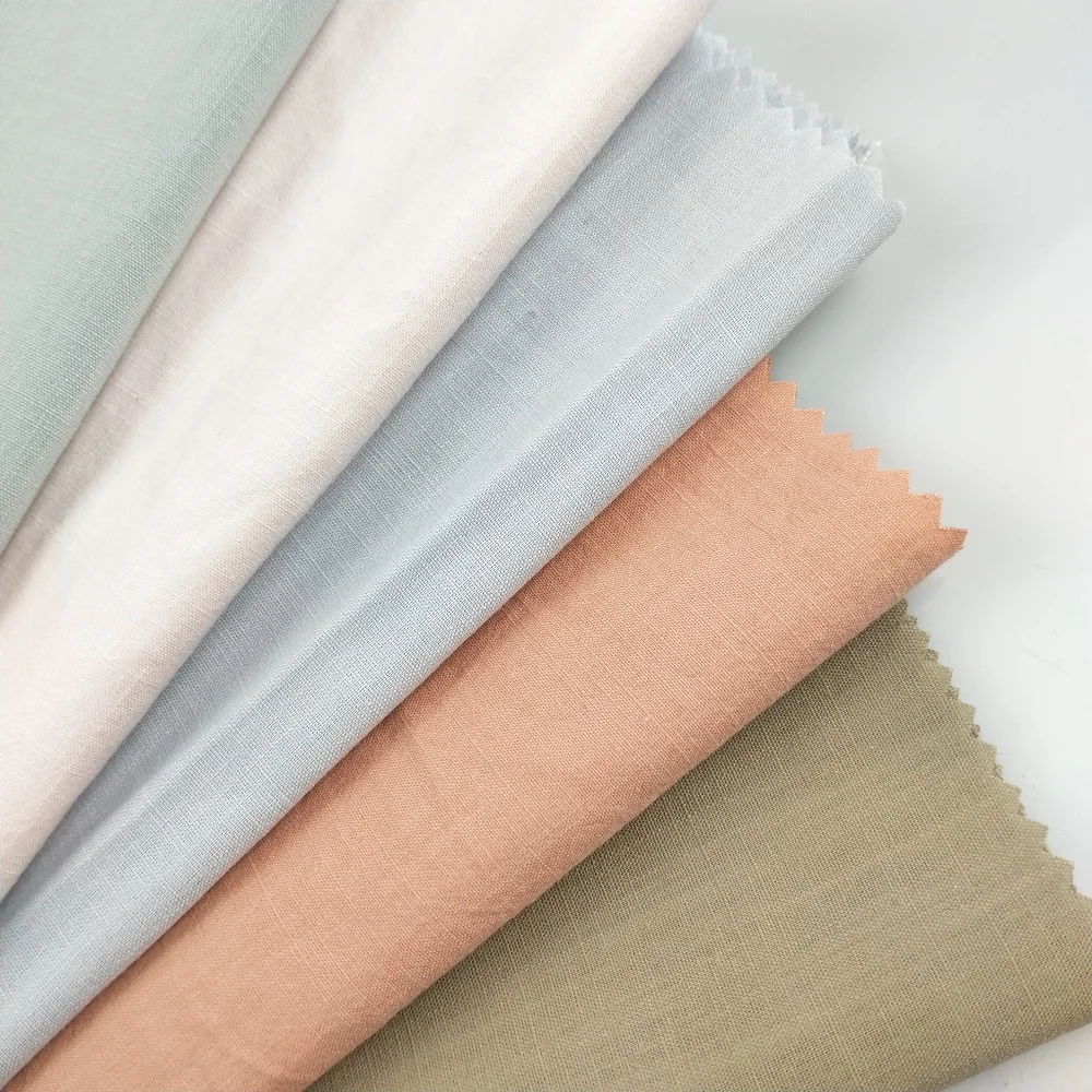 T Shirt fabric 100% Cheap Customized Cotton Poplin Plain Dyed Washed Fabrics  D628