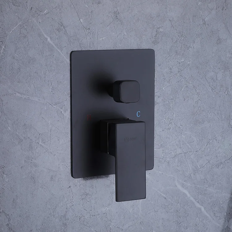 Black Built In Wall Mounted Concealed Stainless Steel Showers Systems Squared Inwall Shower Set Mixer Thermostatic For Bathroom