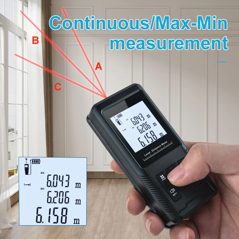 X-120 120M Laser Meter Distance with Angle Function Digital Laser Distance Meter Rangefinder Hand-held Distance 50m Meter