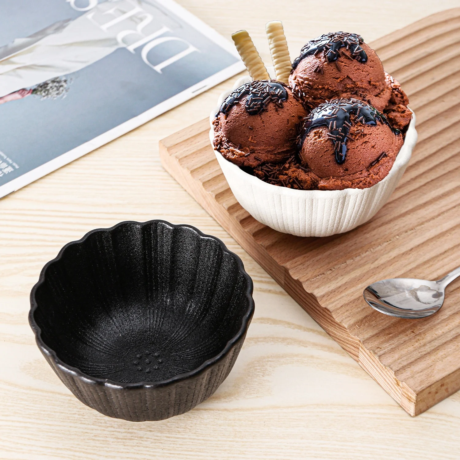 Ceramic Tableware Bowl Sets Black & White Nordic Dinnerware Restaurant Supplier, Porcelain Dish Plate, Ceramic Dinner Plate Dish