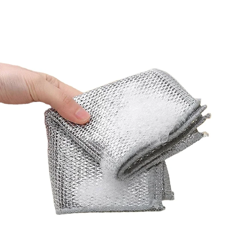 Wool Dish Towel, and Food Storage Containers Metal Wire Cleaning Mesh Dishcloth, Quick-drying Oil-absorbing Steel Kitchen Square
