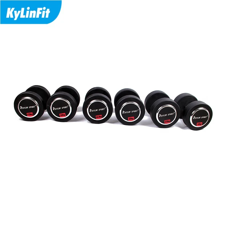 Deluxe Weight Lifting Solid Rubber Or Pu Iron Urethane Coated Dumbbell