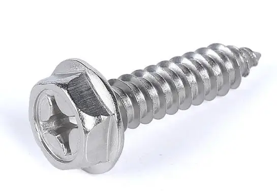 DIN6928 M3 Stainless Steel  Fasteners Self Tapping Cross Recessed Hex Head Flange Wood Screws