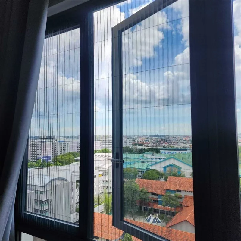 Factory Price Length 2M  Easy to Install Pleated Insect Screen for Balcony Door Retractable Fly Screen for Sliding Doors
