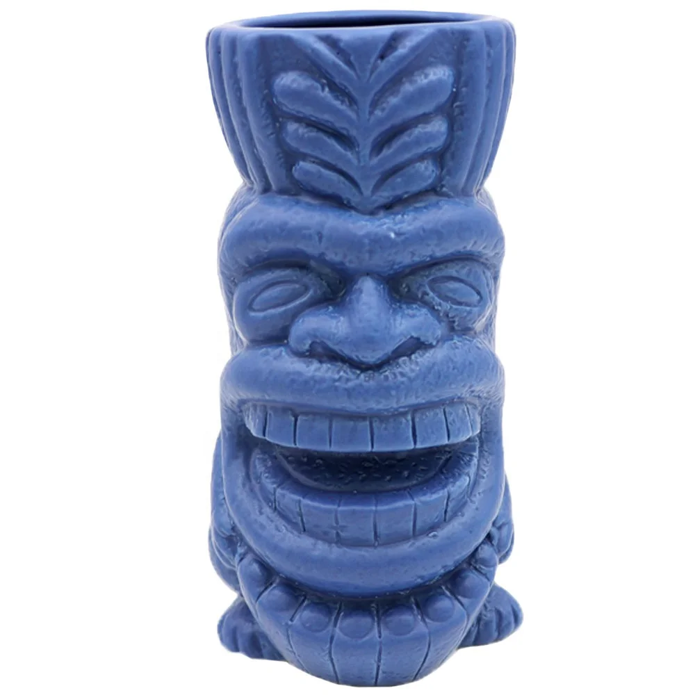 Большой заказ новый продукт ручная работа гавайская керамическая кружка для вечеринок в стиле тропического бара толстая синяя Тики