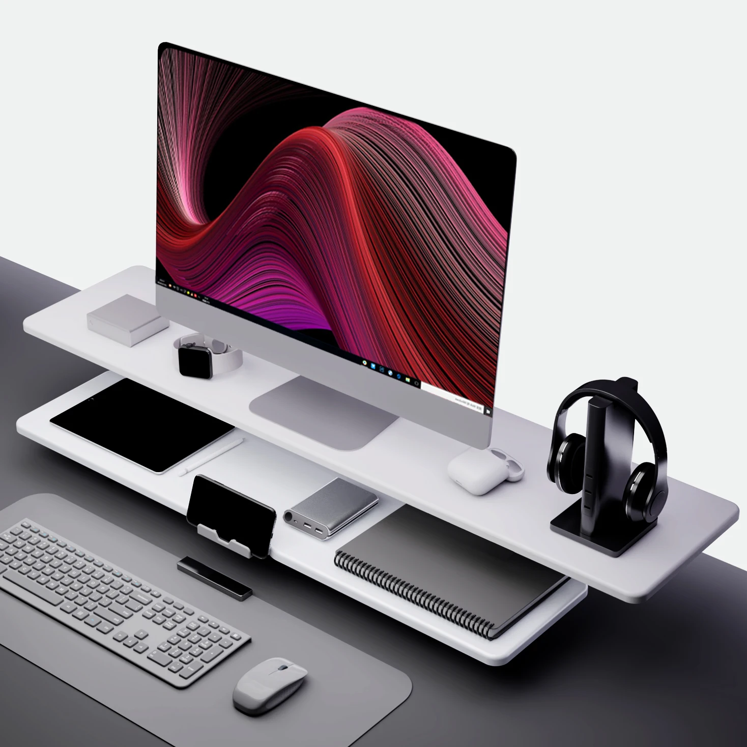 Hot selling Desk Organizer Double layer gaming laptop Monitor Riser stand USB for Home Office Living Room or School study