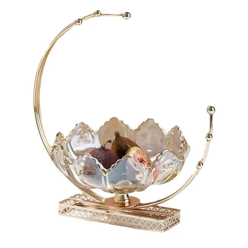 Wholesale Candy Plates Round Shape With Metal Antique Glass Fruit Footed Glass Bowl Candy Bowl