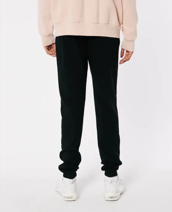 Wholesale Custom Streetwear Long Sport Wearing  Elastic Waistband  Pants With Pockets Black Stacked Jogger Man