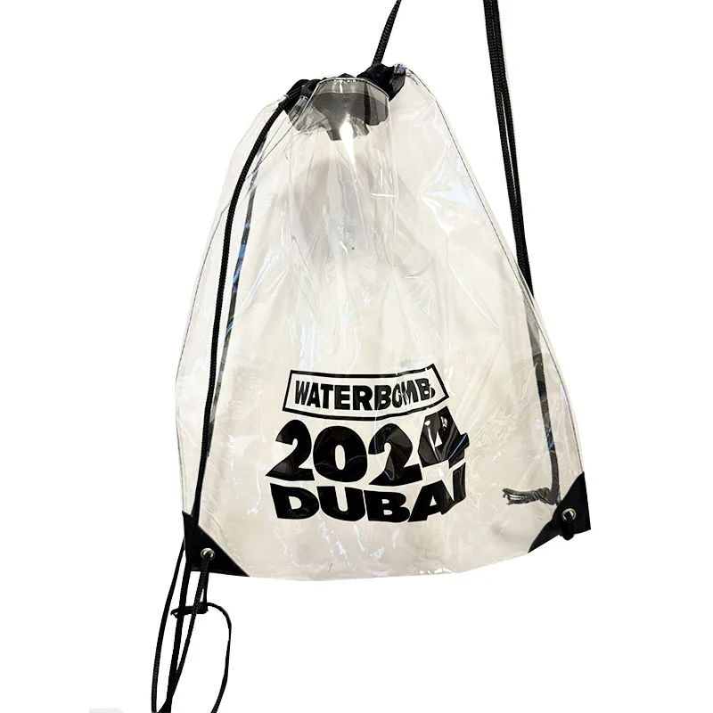 Transparent Cinch Cord Bags Stadium Sports Gym Pvc Swimming Backpack Waterproof Beach Clear Pvc Drawstring Bag