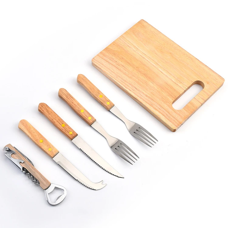 Barbecue accessories Stainless steel picnic tool set Cheese knife steak knife chopping board