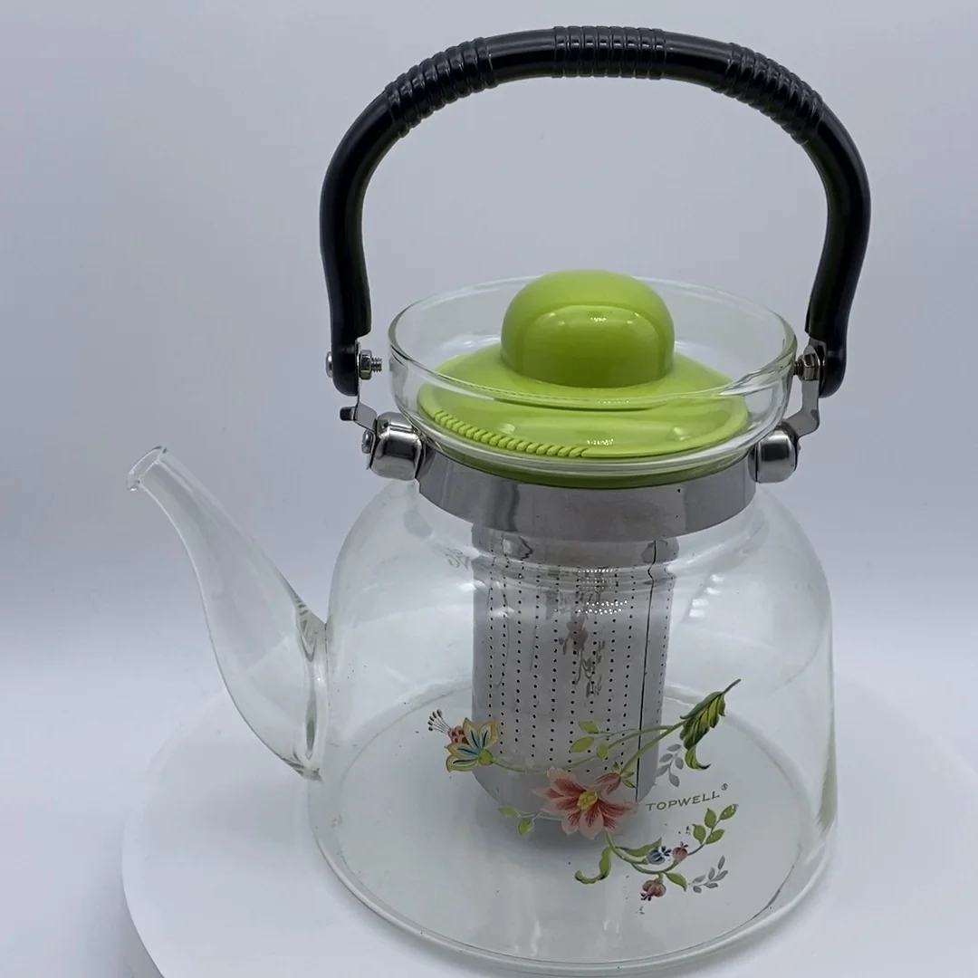 NEW AND hot sell fire resistant borosilicate small glass teapot to boil water with infuser HOT IN AMAZON
