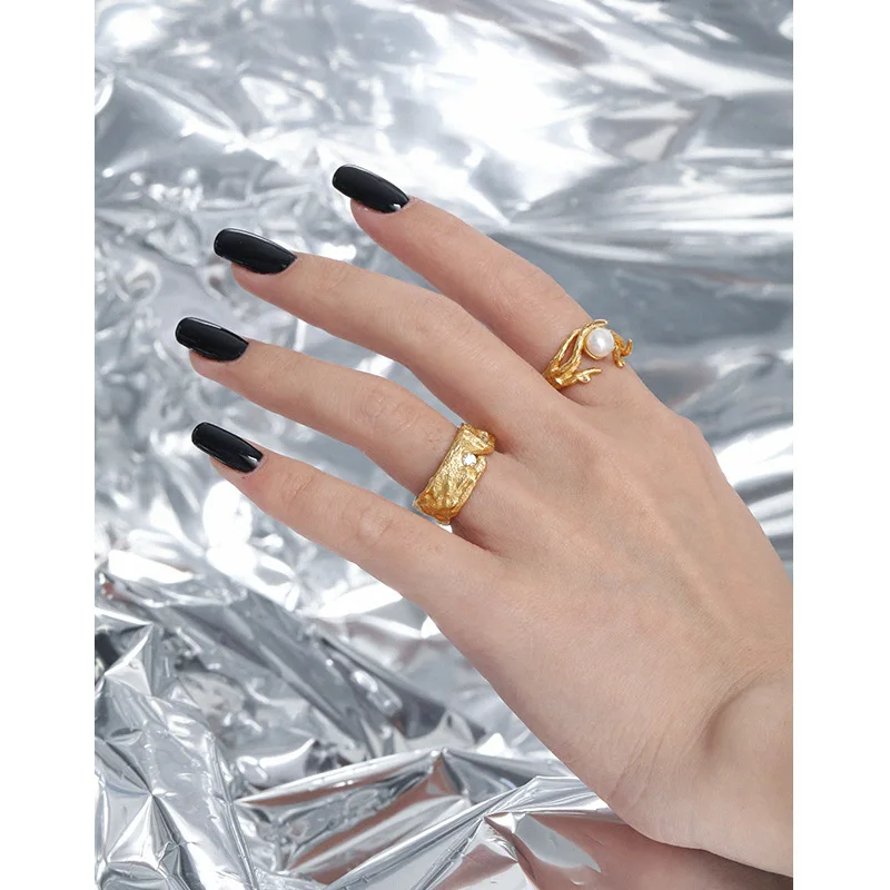 Luxury design 18k gold plated s925 sterling silver pearl mother of pearl baroque pearl statement ring for women ladies best gift