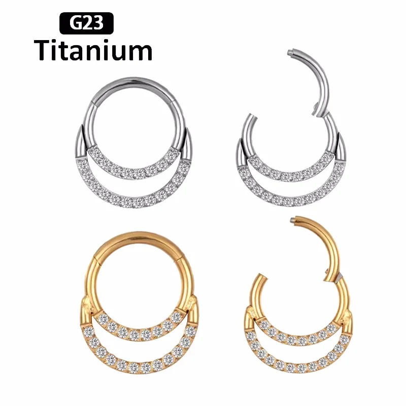 G23 Titanium Helix Piercing CZ With Ball Earring Septum Nipple Ring Conch Cartilage Tragus Piercing Jewelry ASTM f136 Nose Rings