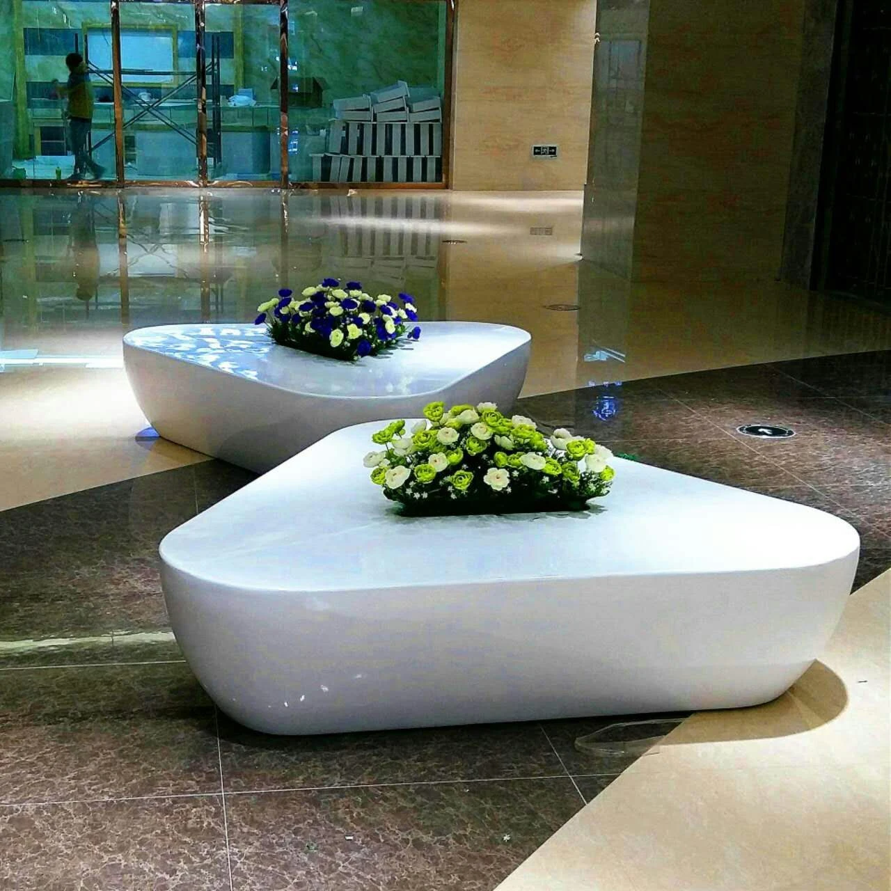 Y096 Triangle flowerpot seat Chair modern restaurant waiting sofa mid century luxury accent sofa Korean design air port chairs