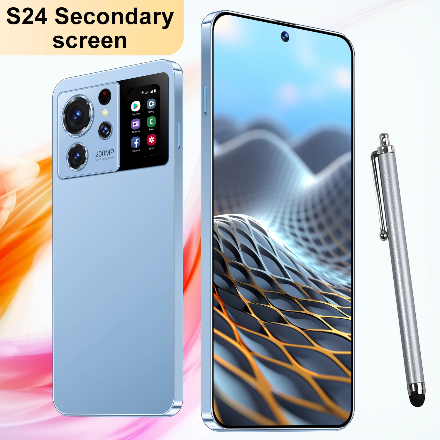 Brand New S24 Ultra 7.3 Inch Full Screen 1024g Android Mobile Phones With Stylus Face ID Unlocked Cell Phone