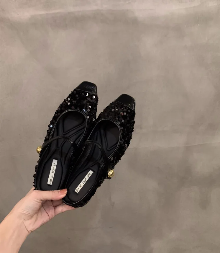 35-39 New Mary Jane Shoes Crystal Slipper Fashionable Women Shoes For 2 Colors
