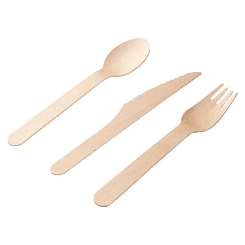 Natural biodegradable bulk birch wood spoon/forks/knives disposable wooden cutlery