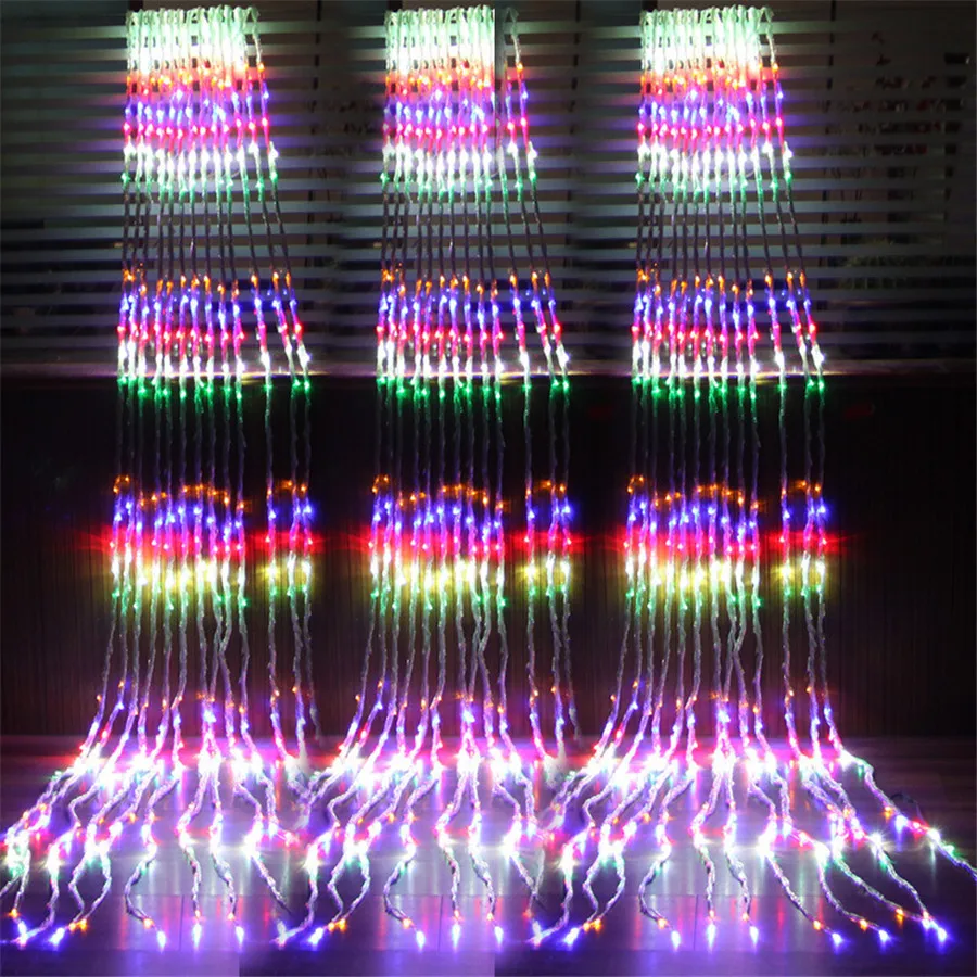 Outdoor Christmas Waterfall Garland String Light Window Curtain Icicle Fairy Light 3X3M 6X3M Meteor Shower Rain LED String Light