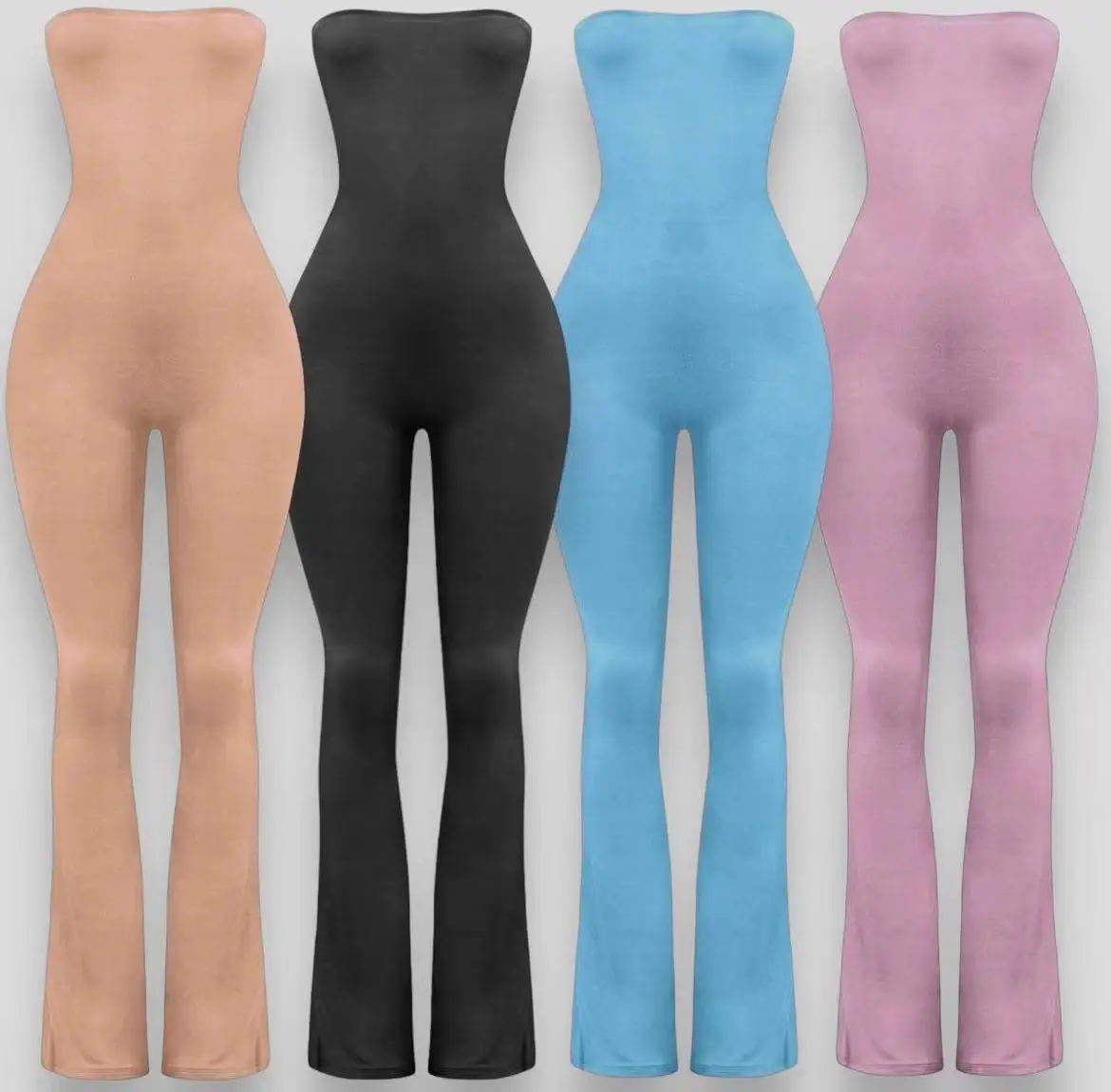 custom manufacturers girls poly spandex knit wide leg top de rompers women jumpsuit mujer 2024 Spring playsuit jumpsuit