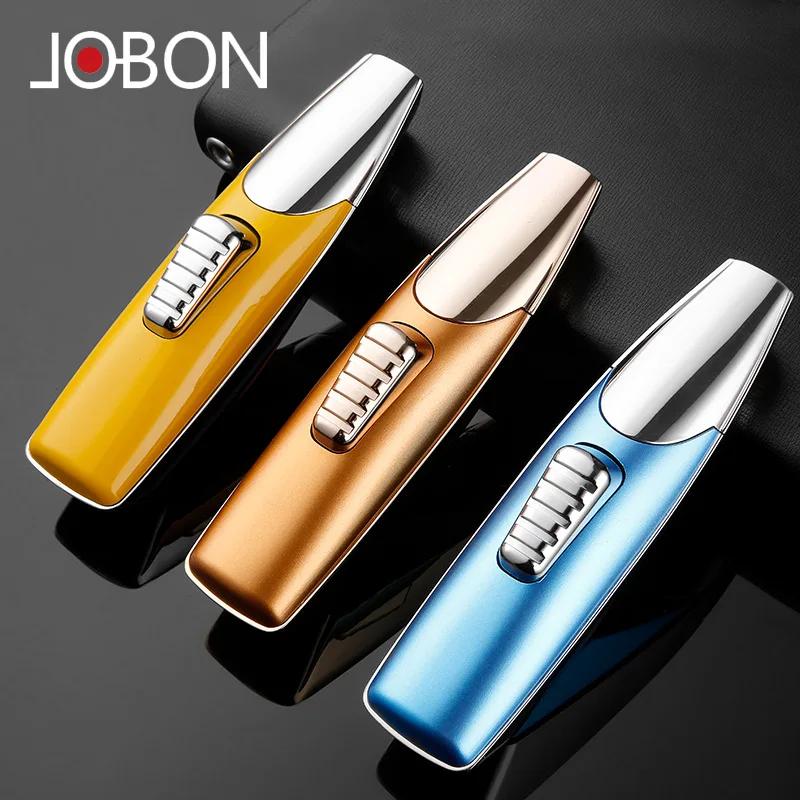 Factory direct Jobon Brand CUSTOM LOGO OEM windproof cigar lighters butane gas refillable welding torch jet lighter