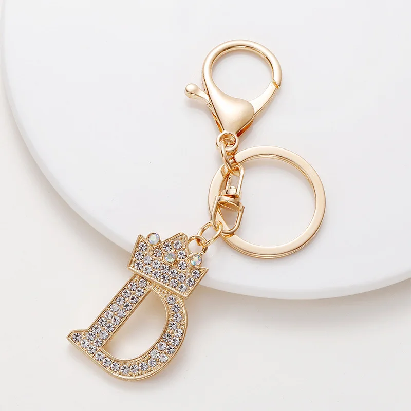 Handbag Charms 26 Alphabet English Word Letter Key Chain Crystal Glitter Zinc Alloy KeyChain Hanging