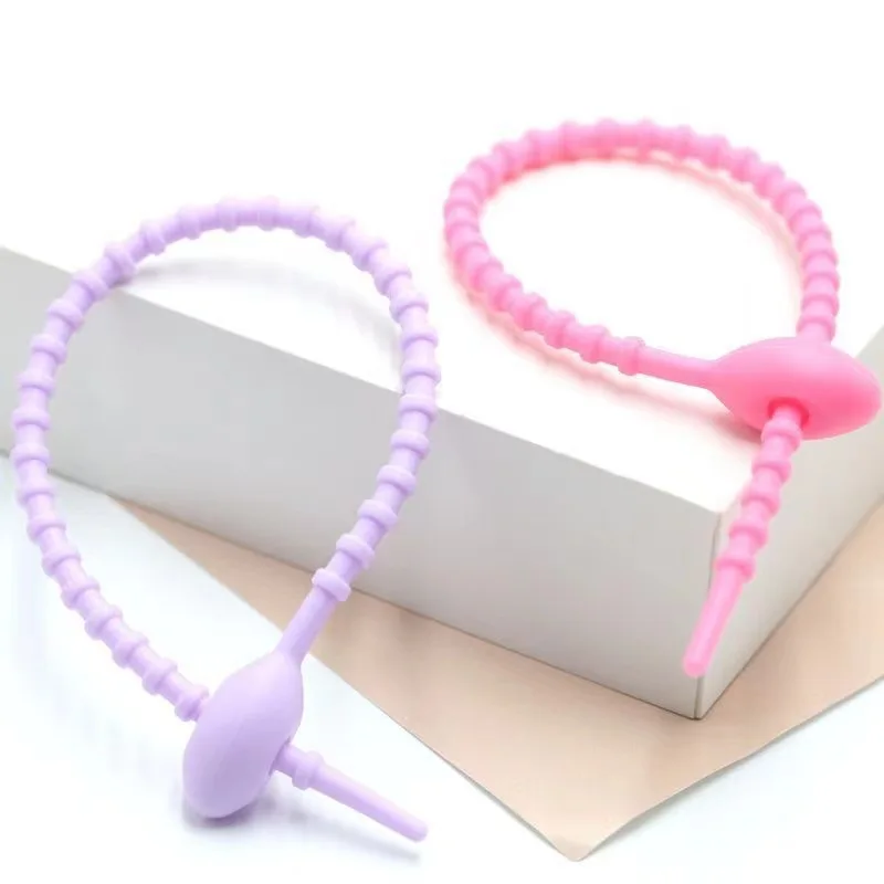 Wholesale Colorful Silicone Zip Ties DIY Jewelry Keychain Data Cable Soft Rubber Binding Strap Silicone Key Chain Rubber Keyring