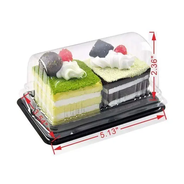 Wholesale Qatar Cup Cake Plastic Box 2 Hole Clamshell Transparent square Mousse