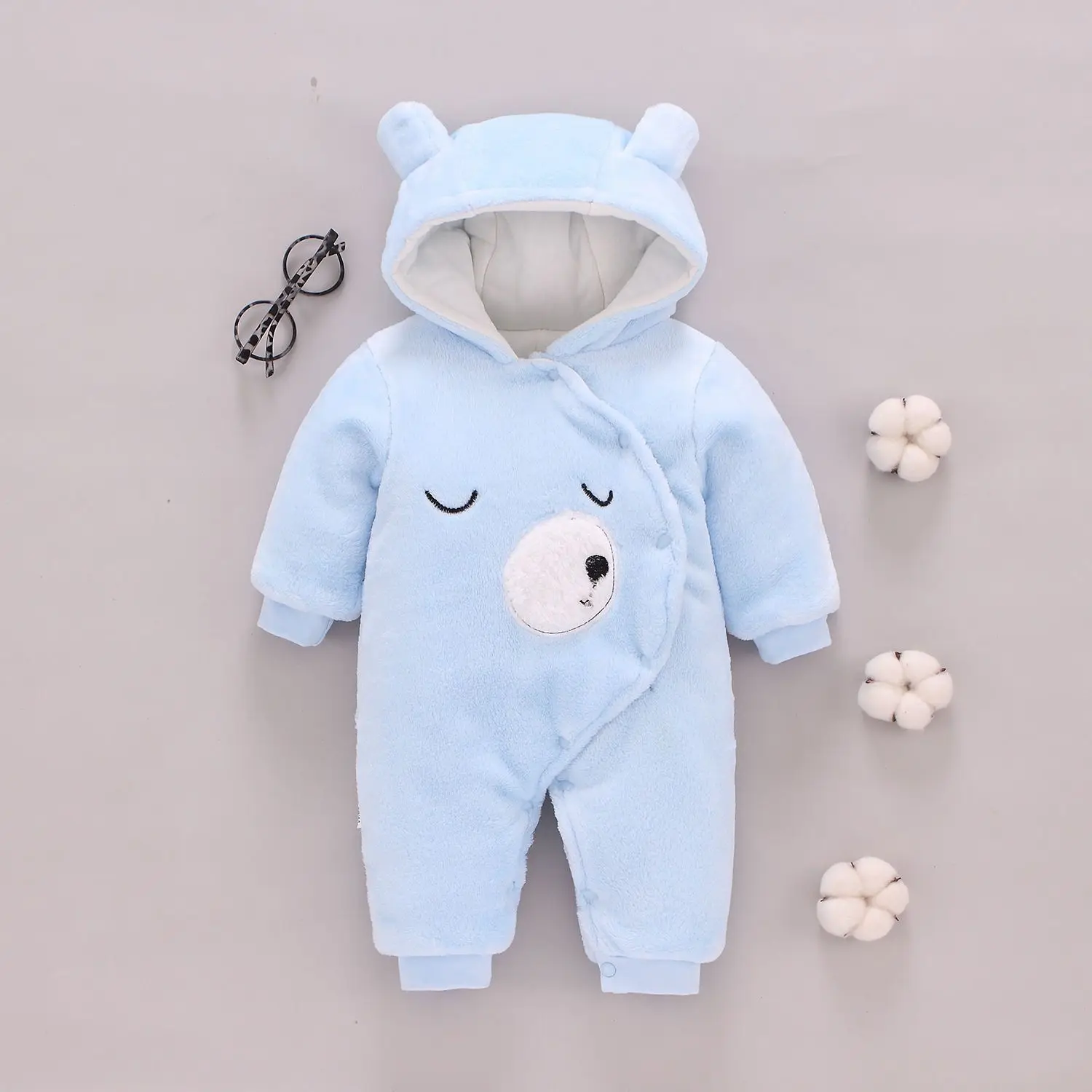 Hongbo custom autumn winter baby clothes 2024 warm coral velvet baby girl boy clothes 6-12 month overalls for newborns