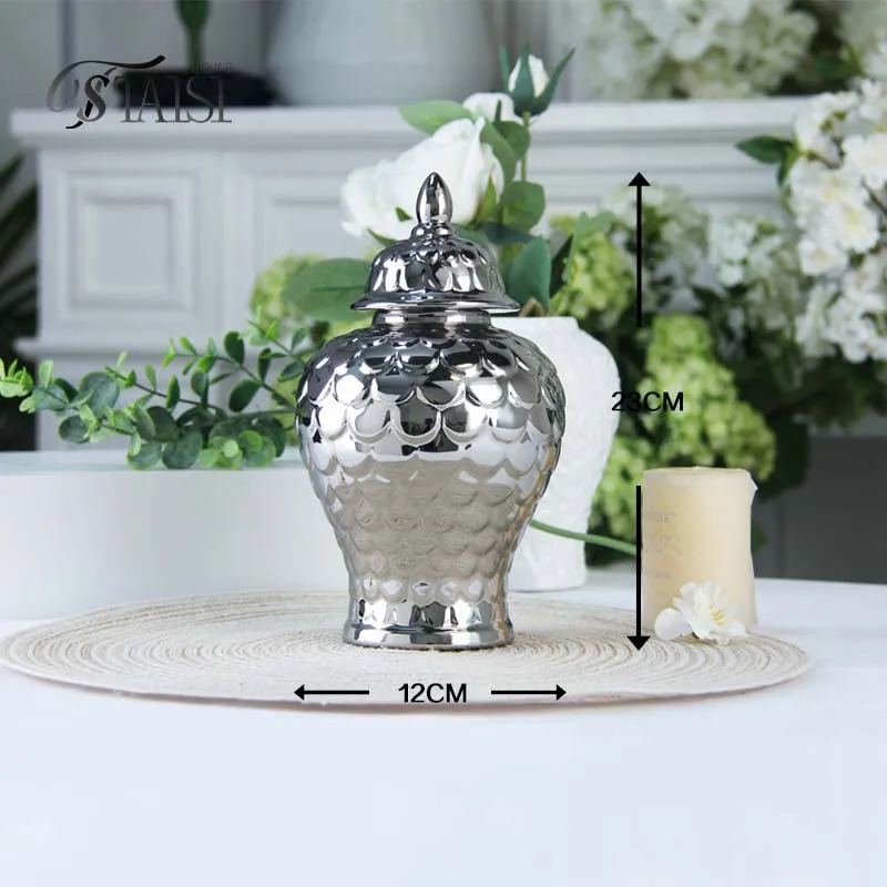J309S Nordic silver vase decor 18 inch scale designs vase decoration home ginger jars horse design
