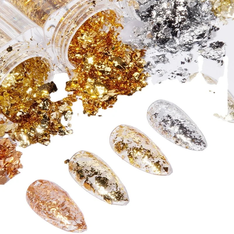 Jewelry Gilding Metallic Leaf for Nails Painting Crafts Gold Silver Rose Making Craft Slime Nail Foil Flakes