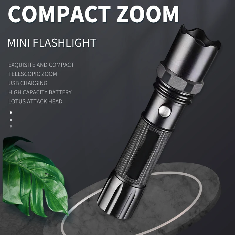 Wholesale Price Retractable Zoom Rechargeable Military SWAT Flashlight USB Portable Outdoor Led Torch