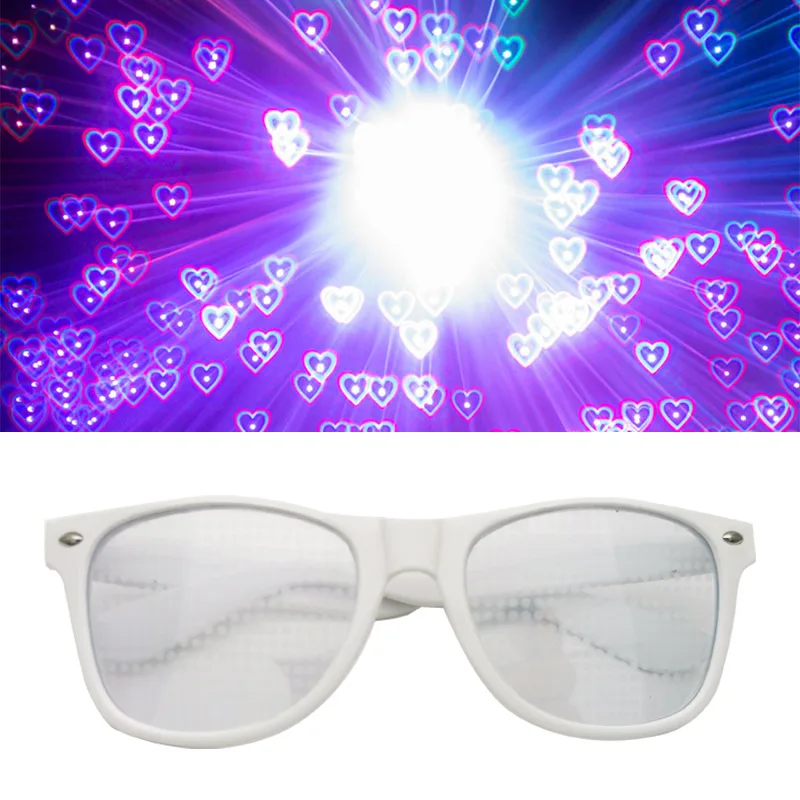 Festival Heart Diffraction Plastic Glasses Frame 3D Firework Glasses Heart Shape Paper Diffraction Rainbow 3D Glasses for Party