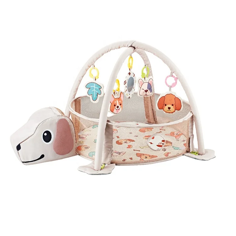 4 In 1 kids Educational Soft Plush Puppy Activity Game Mat Gym Toys with Music and 30 pcs balls