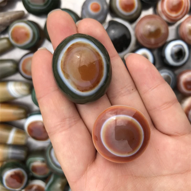 Wholesale crystal Agate Dzi Evil Eye Drum Beads gemstone bracelet For Jewelry Making