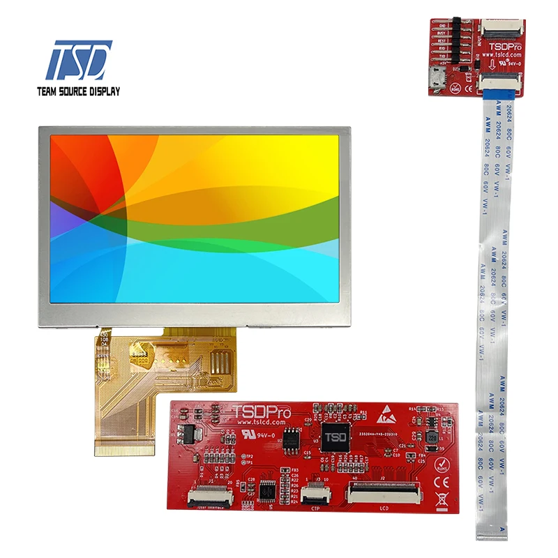 4.3' 4.3 inch 480x272 Resolution UART Interface 12H TN TFT LCD Display With PCBA for Smart Home Application