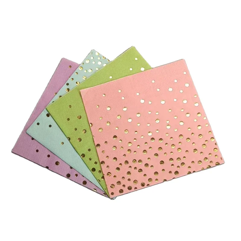 Wholesale Customized Printed Restaurant Disposable Gold Foil Paper Napkins For Wedding