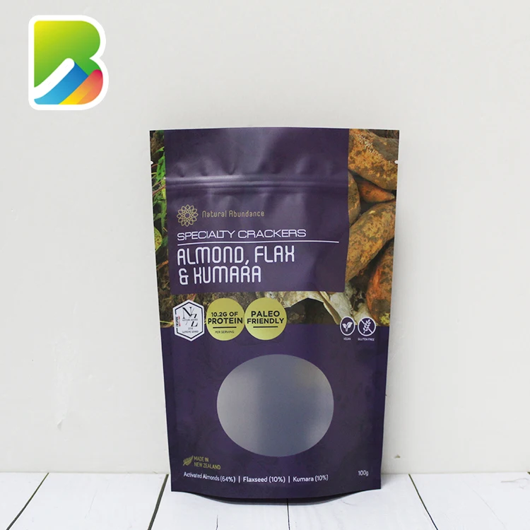 8 Oz. Zipper Biodegradable Stand-up Pouches Black Window Custom Logo Printed Designer Printable Bag Plastic Stand Up Pouch