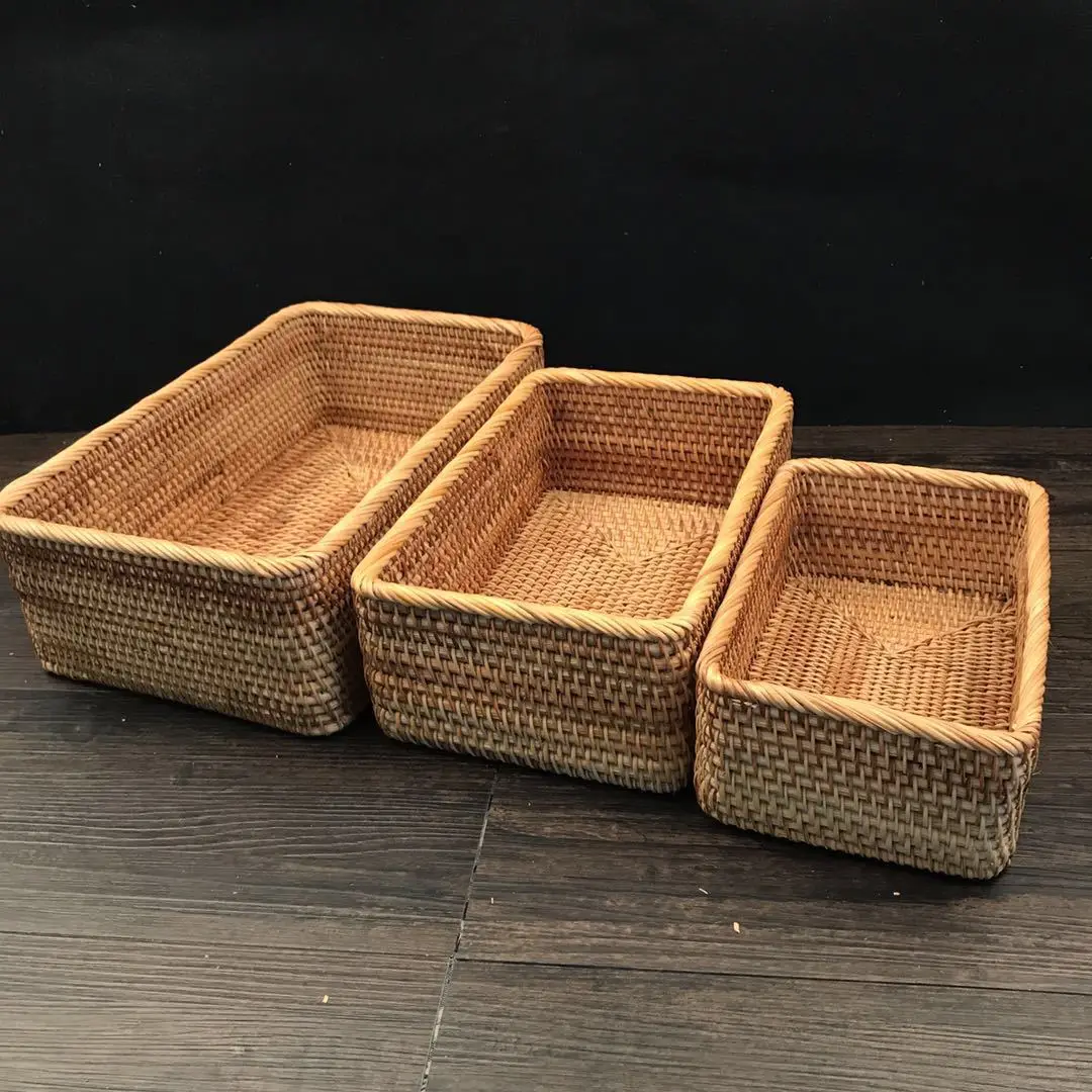 Robben Fruit Vine Bread Home Decoration Handmade Rectangular Weaving Wicker Storage Basket