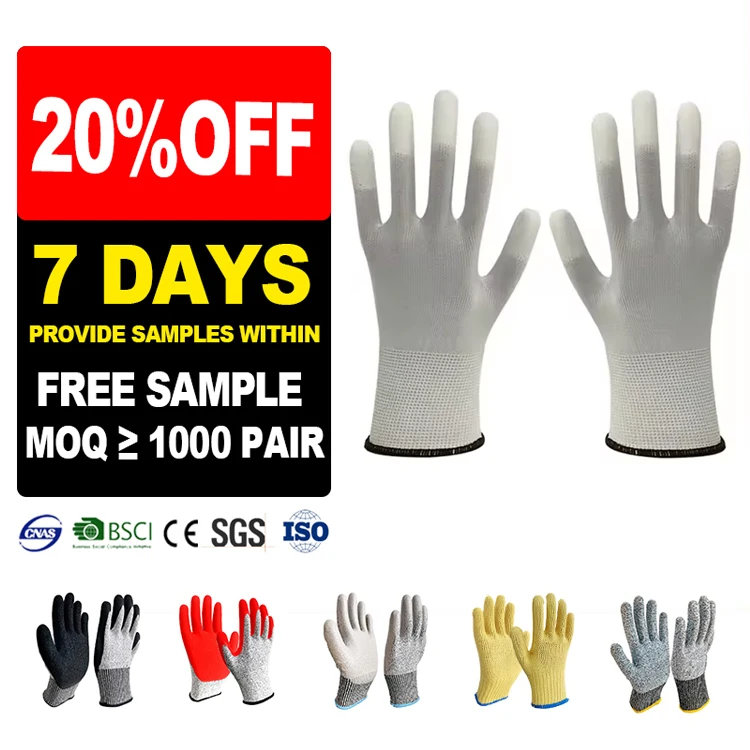 SunnyHope Custom Work Gloves Anti-Cut Insulator Gloves Anti-Slip Anti-Static EN388 Certified Gardening Safety Work Nylon Cotton