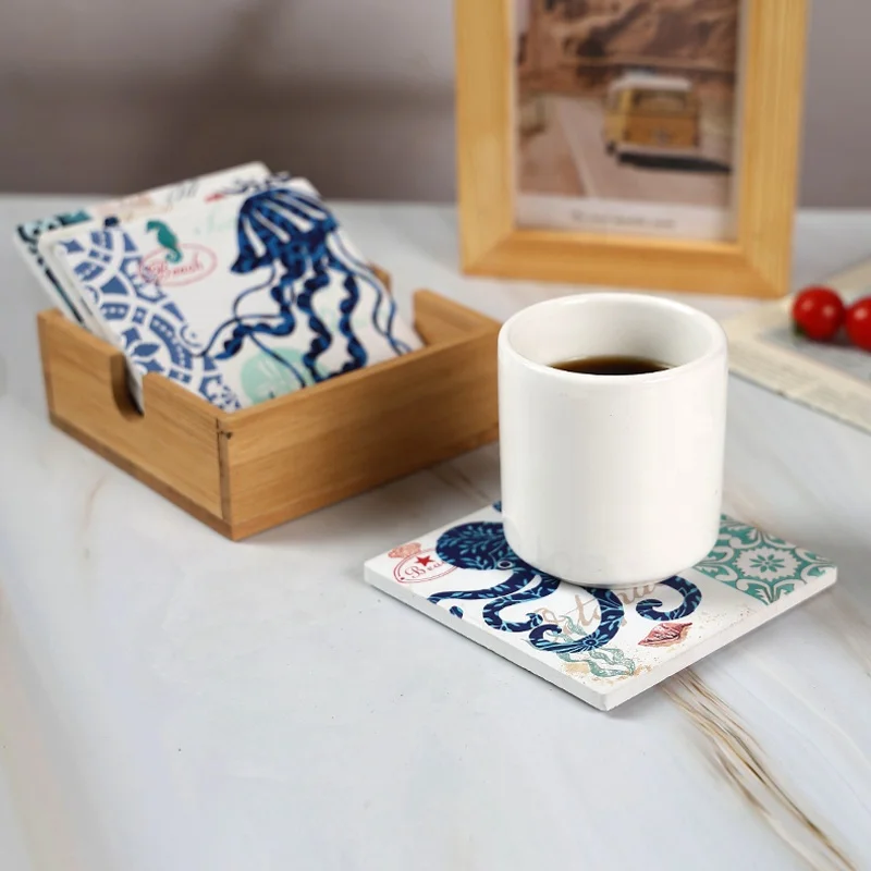 Blank Ceramic Coasters White Matte 4 inch Absorbent Sandstone souvenir custom printed coffee tea wine cup Coaster