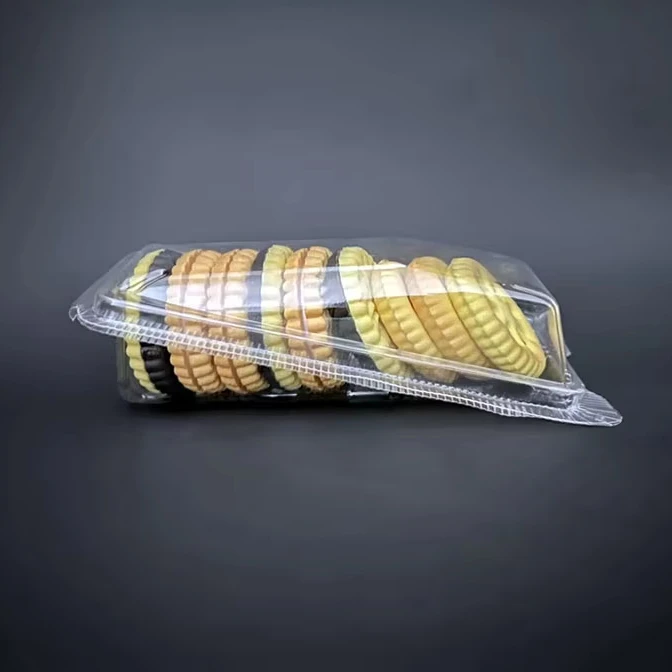 Продолговатый прозрачный пластиковый контейнер для тортов, пластиковая упаковочная коробка для печенья, раскладушка, навесной пластиковый лоток для печенья, заводская цена