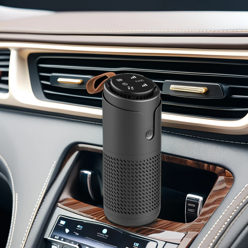 2024 Mini Portable HEPA Filter Battery Powered with Smart Ionization PET Friendly Car Air Purifier