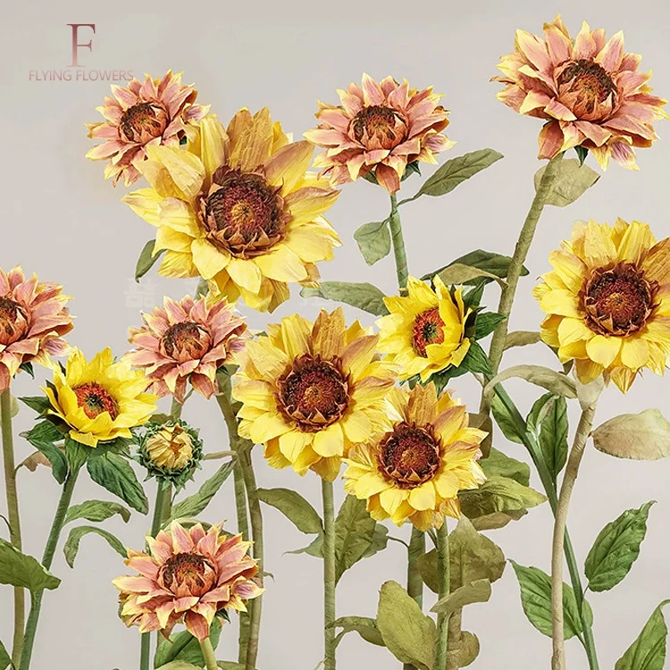 Wholesale Wedding Background Decoration Flowers Artificial Paper Flowers Sunflower
